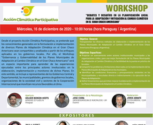 Invitación a WORKSHOP gratuito sobre GOBERNANZA Y PLANIFICACIÓN FRENTE AL CAMBIO CLIMÁTICO.